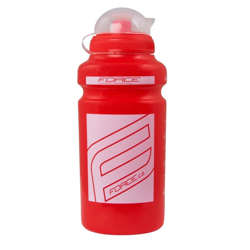 FORCE - fľaša "F" 0,5 l, červená/biela potlač